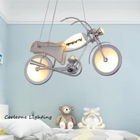 modern led pendant lights nordic cartoon motorcycle hanging lamps kids room decor children holiday gifts suspension luminaire