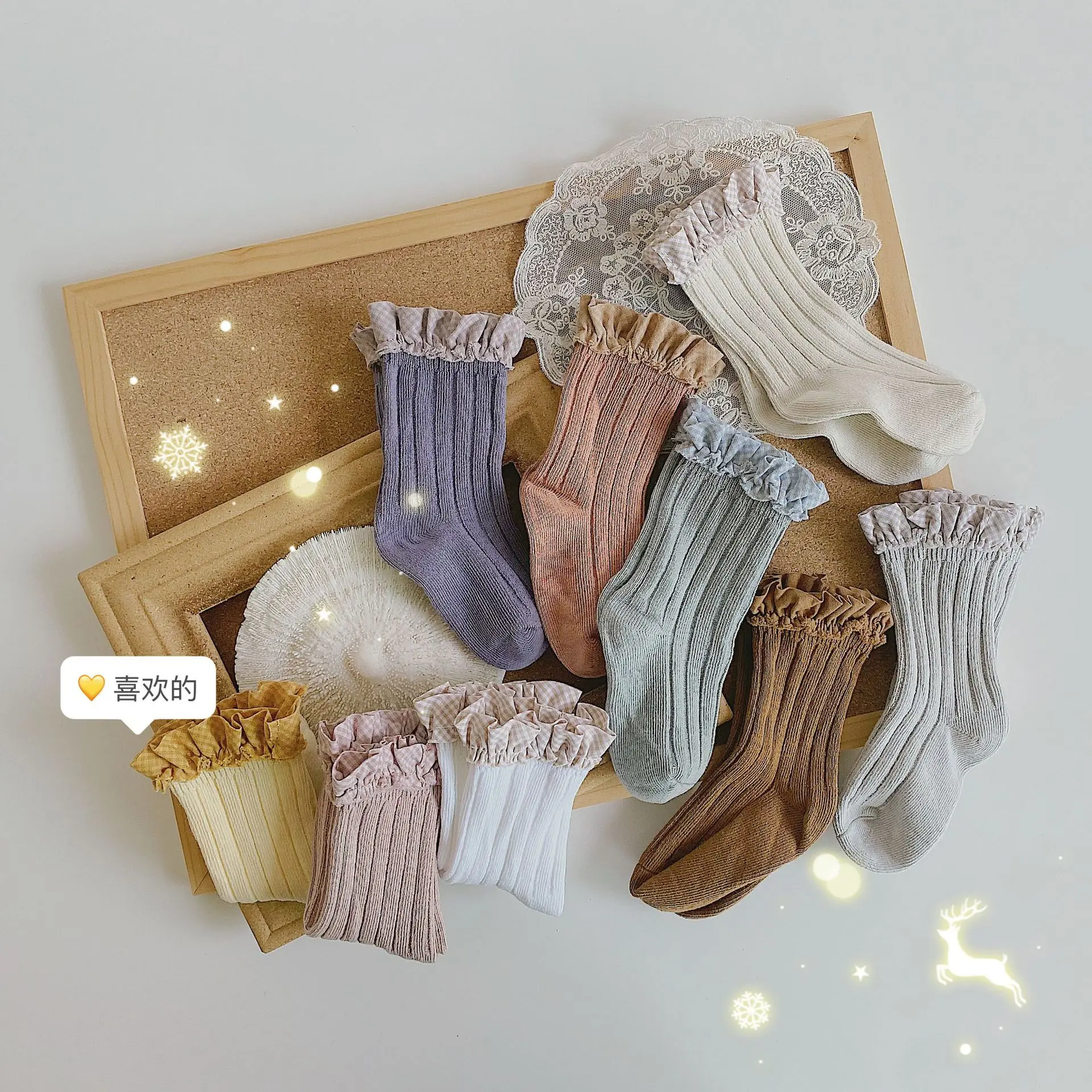 

Newborn Baby Socks Toddler Infant Vintage Ruffled Lace Cuff Ankle Socks Princess Plaid Cuff Anti-Slip Socks for Chidren Girl