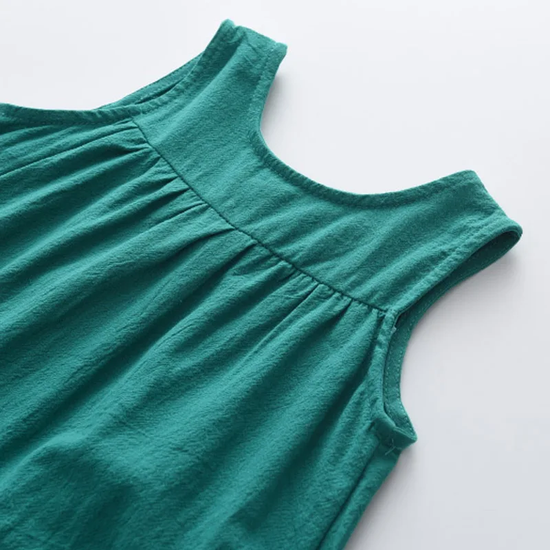 

Keelorn Girls Summer Dresses Sleeveless Children Korean Style Solid Party Costumes Toddler Single-breasted Ruffles Vestidos