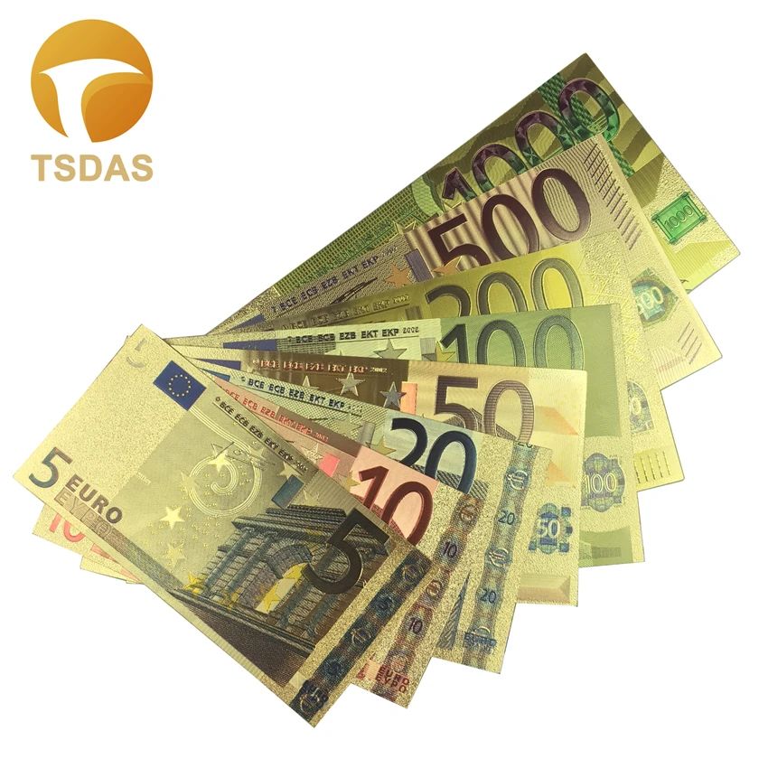 8 шт./компл. евро банкноты 5-1000 из золотой фольги поддельные деньги для