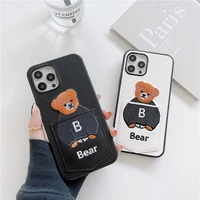 bear cartoon leather phone case for iphone13 pro proamx mini new card pocket case fashionable cute trendy case anti fall cover
