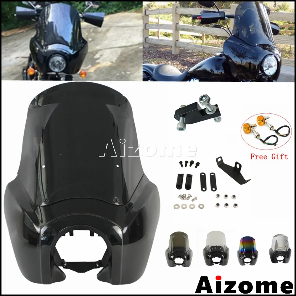 Передняя фара для мотоцикла Iridium 15 дюймов обтекатель лобового стекла Harley Cafe Racer Dyna