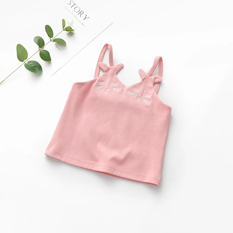 TK02375Pink Welaken/Летние Стильные футболки без рукавов; модные детские майки и кофточки с рисунком; детское нижнее белье; одежда для маленьких девочек - Цвет: TK02375Pink