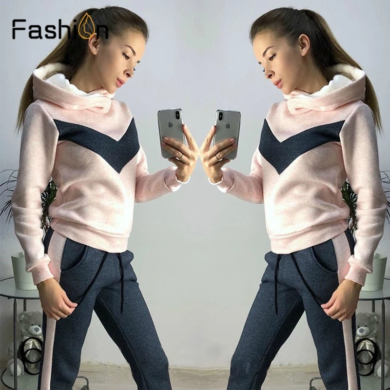 2019 зимние спортивные костюмы с капюшоном Женская Спортивная одежда для бега