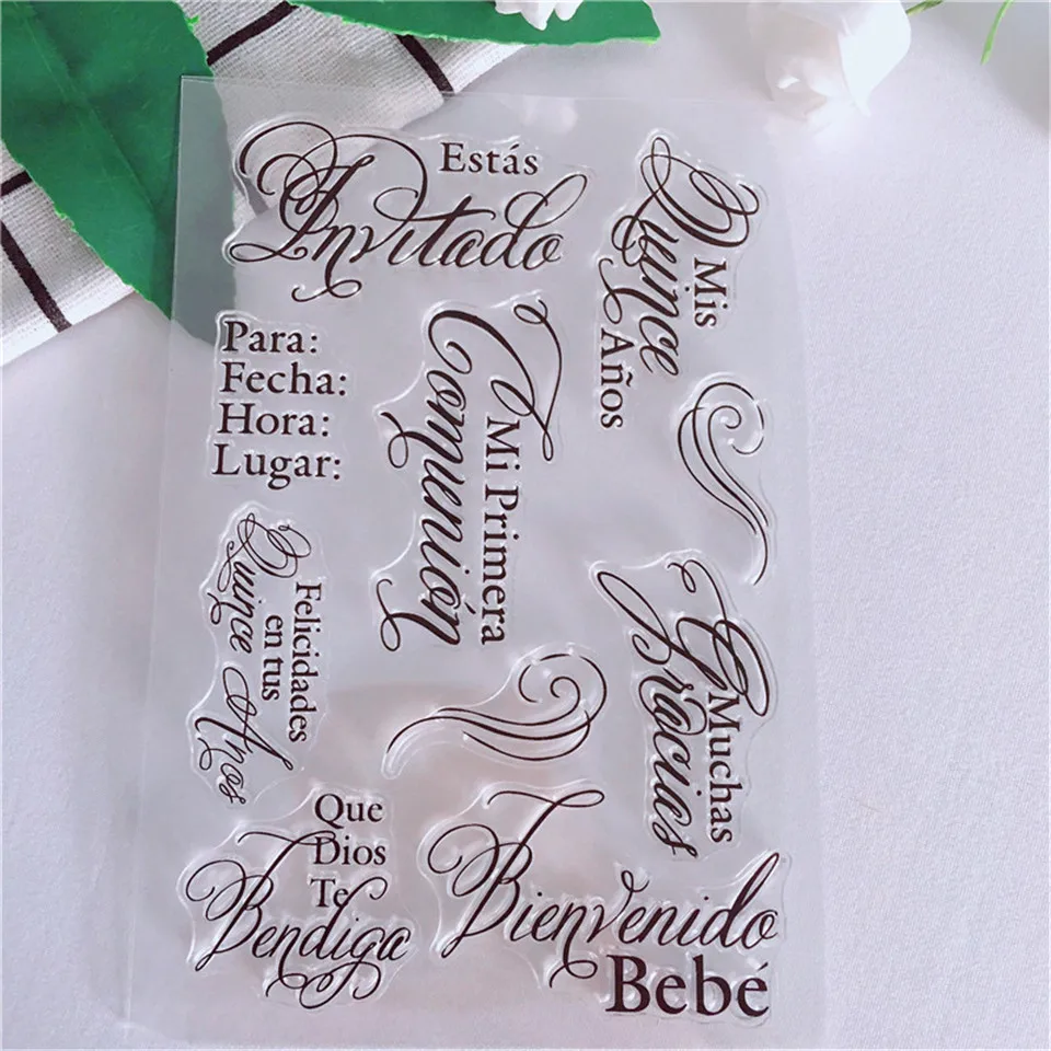 Новое поступление прозрачный штамп с испанскими словами для самостоятельного