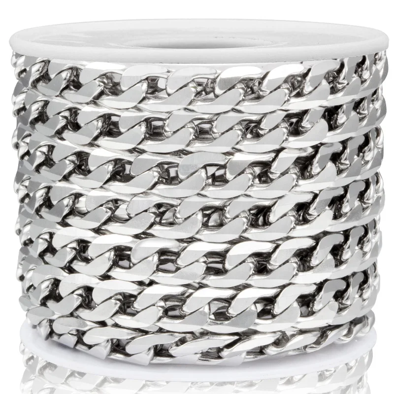 

Stainless Steel Curban Link Chain Six-sided Grinding Bag Chains For Jewelry Making Clothing Handmade Bracelet Necklace 6.5mm 1M