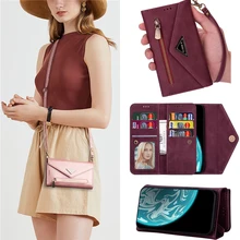 Crossbody Card Stand Holder Zipper Purse Leather Case for Samsung Note 20 Ultra S8 S9 S10 Lite S20 Note 10 Lite 8 9 A51 71 50 70