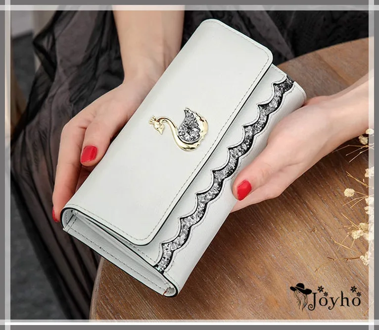 Брендовый Модный женский кошелек милый Длинный с лебедями и блестками женские