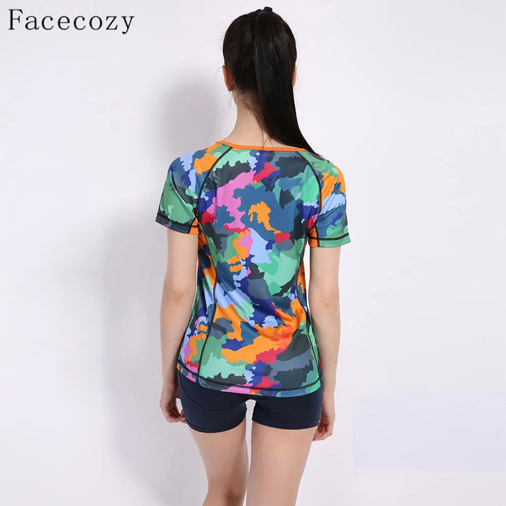 Facecozy женская летняя камуфляжная футболка из 100% полиэстера тонкие быстросохнущие