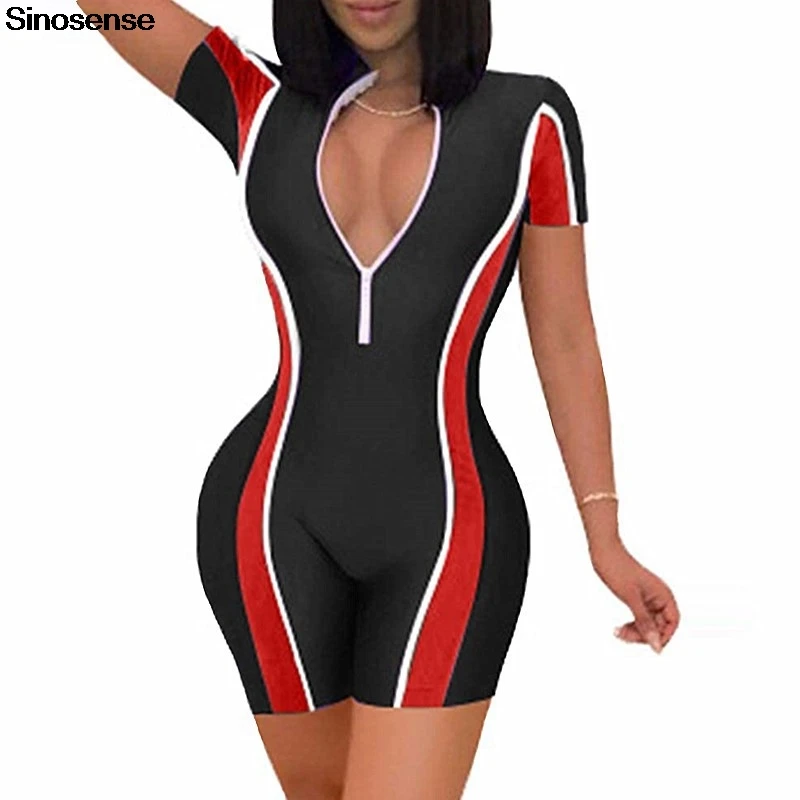 

Женский комбинезон с коротким рукавом, с V-образным вырезом, комбинезоны с прошивкой