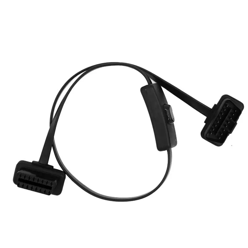 Бесплатная доставка! Удлинительный кабель OBD II с переключателем плоский тонкий