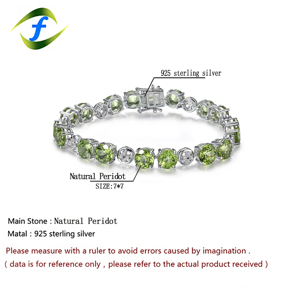 

GZ ZONGFA Latest Fashion Natural Peridot 925 Sterling Silver Unique Charm Women tennis Bracelet