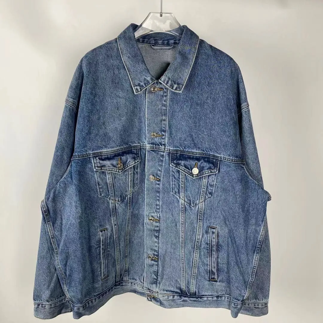 

2021 Paris Spring and summer Fashion Hip Hop Denim Jacket Male Cowboy Ripped Hole European Size S~XL 153.1