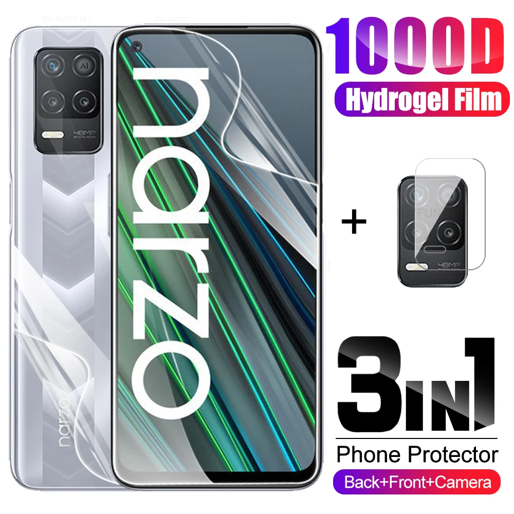 

3in1 front bakc hydrogel film for realme narzo 30 5g screen protector for oppo realme narzo30 realmy camera lens protective film