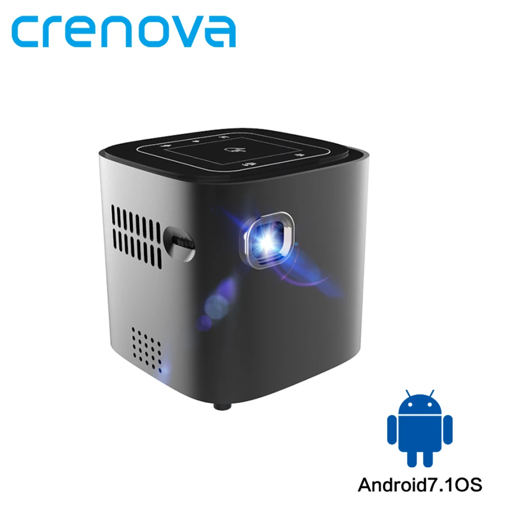 Новинка года. Мини-проектор CRENOVA для Full HD 1080P Android 7.1.2 OS. Портативный DLP проектор с Wi-Fi и Bluetooth батареей