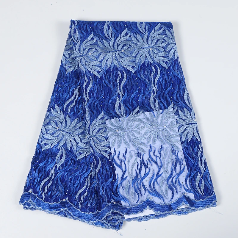 2019 новейший насыщенно голубой Французский кружевная ткань в африканском стиле