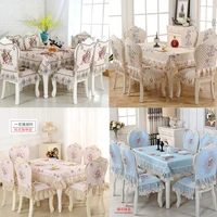 european linen dining tablecloth chair cover cushion set classical jacquard lace table cover roundrectangle furniture cover g2