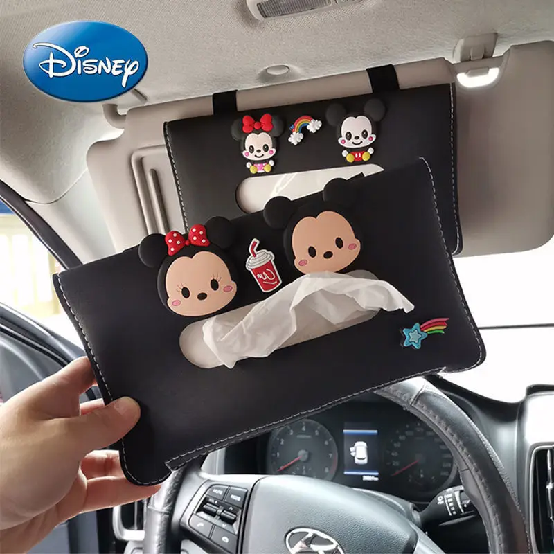 

Disney Mickey Mouse Car Sun Visor Tissue Box Creative Car with Cute Cartoon Car Drawer Box Armrest Box Hanging Storage Box