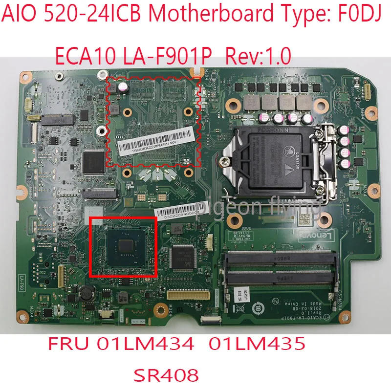 

Материнская плата 520-24ICB для Lenovo ideacpara AIO 520-24ICB все-в-одном UMA F0DJ FRU 01LM434 01LM435 ECA10 LA-F901P DDR4