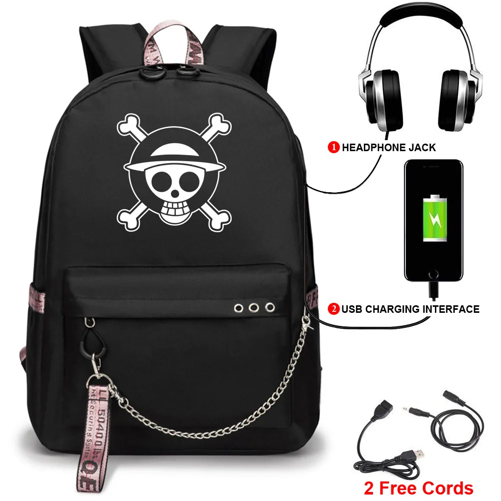 Новый стиль аниме рюкзак one piece Luffy usb зарядка школьный дорожная сумка | Отзывы и видеообзор -4000421565878