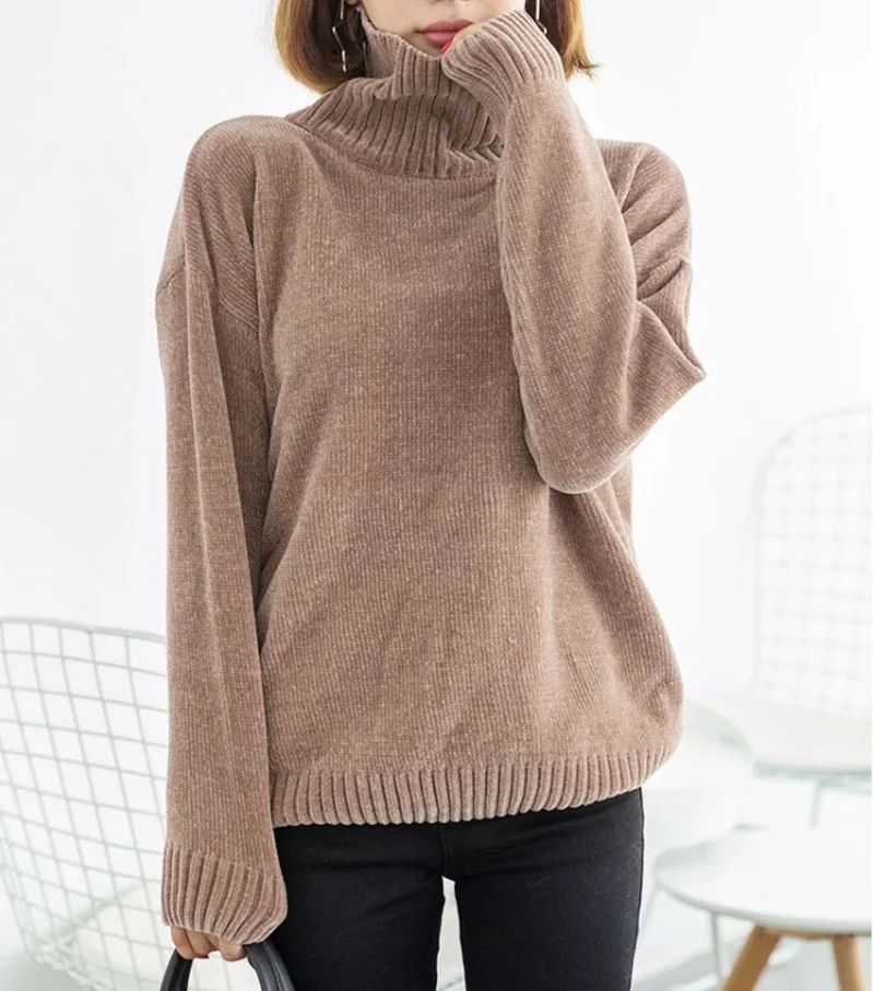 Шикарные винтажные кашемировые женские свитера из синели с длинным рукавом