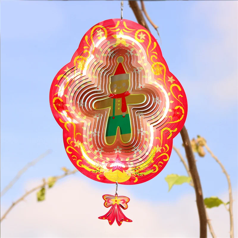 

Имбирная подвеска-колокольчик в виде имбиря, 3D ветровой Спиннер из нержавеющей стали, оригинальная фотография для украшения дома и сада