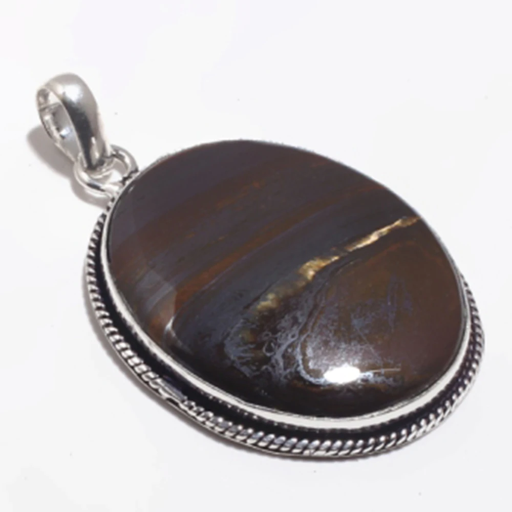 Подлинная подвеска в виде тигрового глаза серебряное покрытие из меди ручная