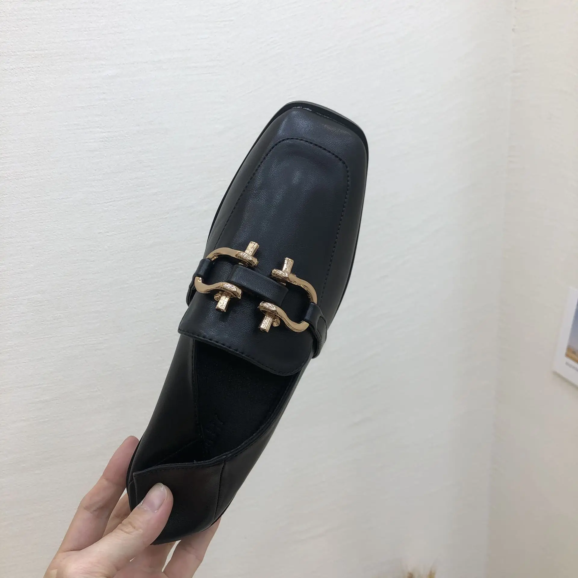 

Casual Woman Shoe Female Footwear Slip-on All-Match Square Toe Autumn British Style Soft Oxfords Dress Retro Slip On New Fall Pr