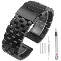 brushed stainless steel watch band strap 18mm20mm22mm24mm26mm metal replacement bracelet men women blacksilver wristband