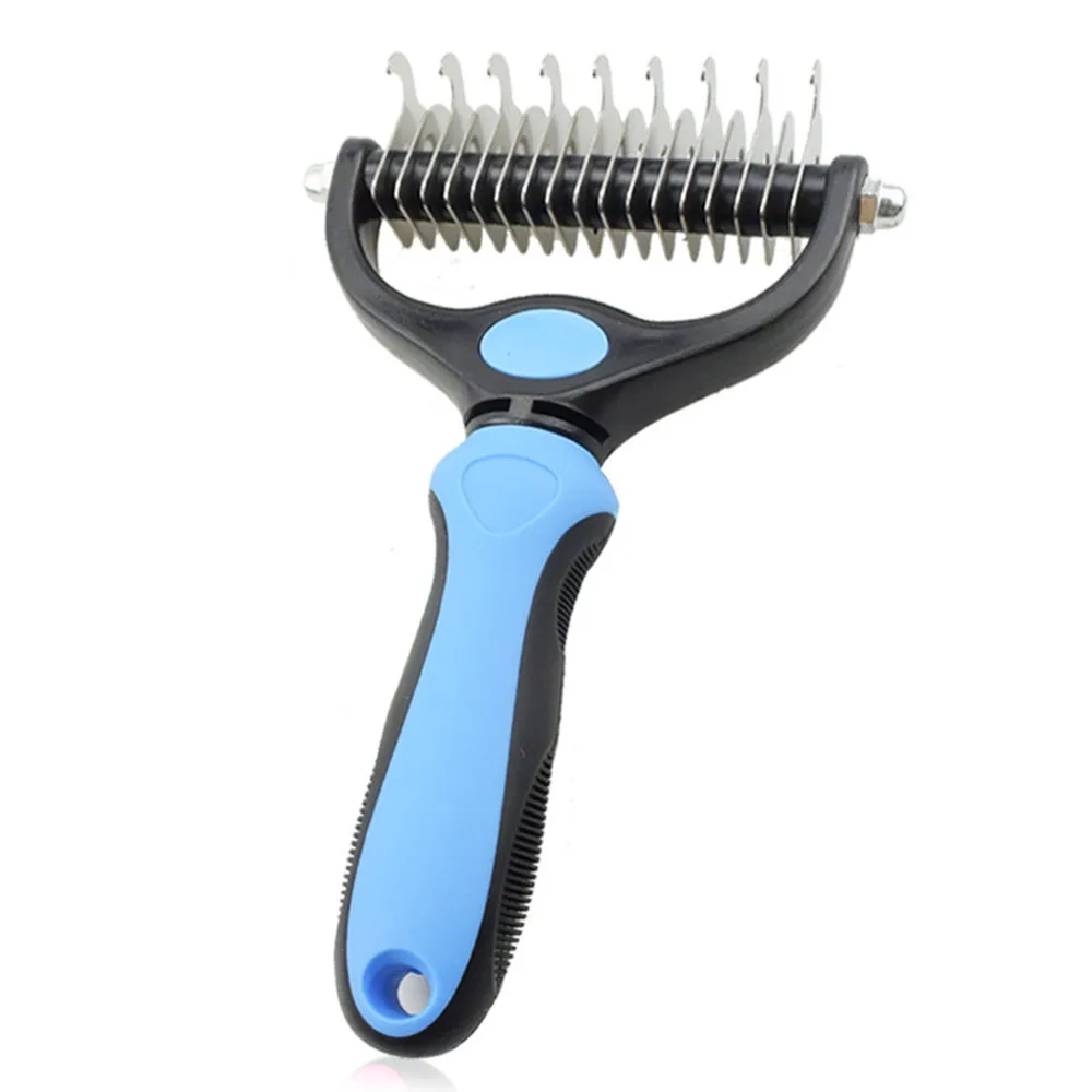 2-Side Dematting Tool for Dogs & Cats Pets Grooming Brush Double Sided Shedding and Undercoat Rake Hair Removal Comb | Дом и сад