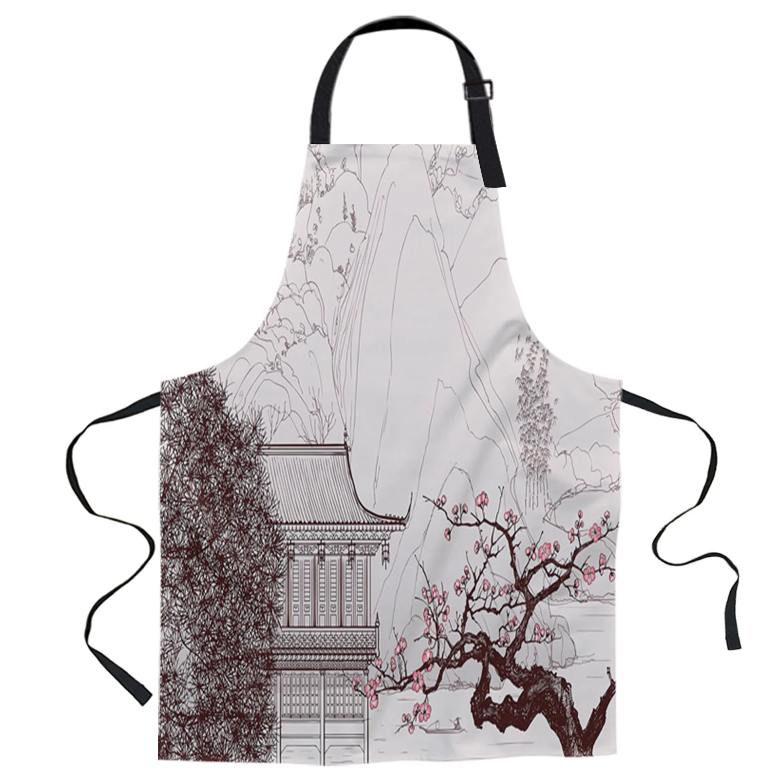 

Фартуки из парусины для женщин и взрослых, кухонные аксессуары для дома, выпечки, кофейни, цветов, цветущего цветка сливы, фартуки для уборки...