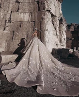 Luxurious Dubai Arabic New Fashion Lace Ball Gowns Wedding Dresses Long Sleeves 3D Flowers Beading Wedding Dress Bridal Gowns