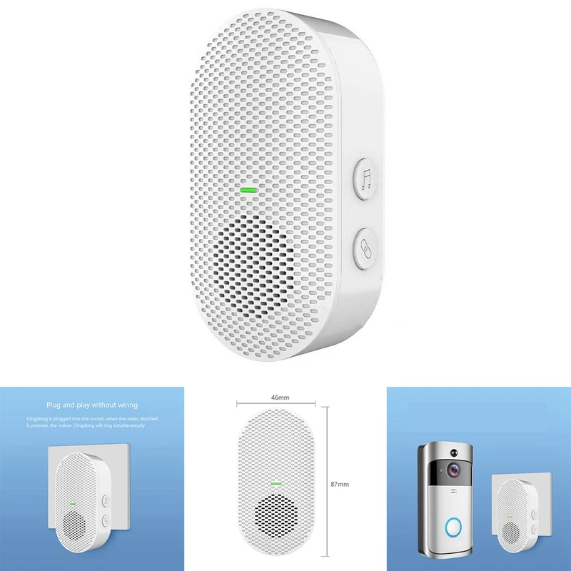 

Wireless Doorbell Chime Home Security Intercom Doorbell Transmitter with Music Modes for Video Doorbell