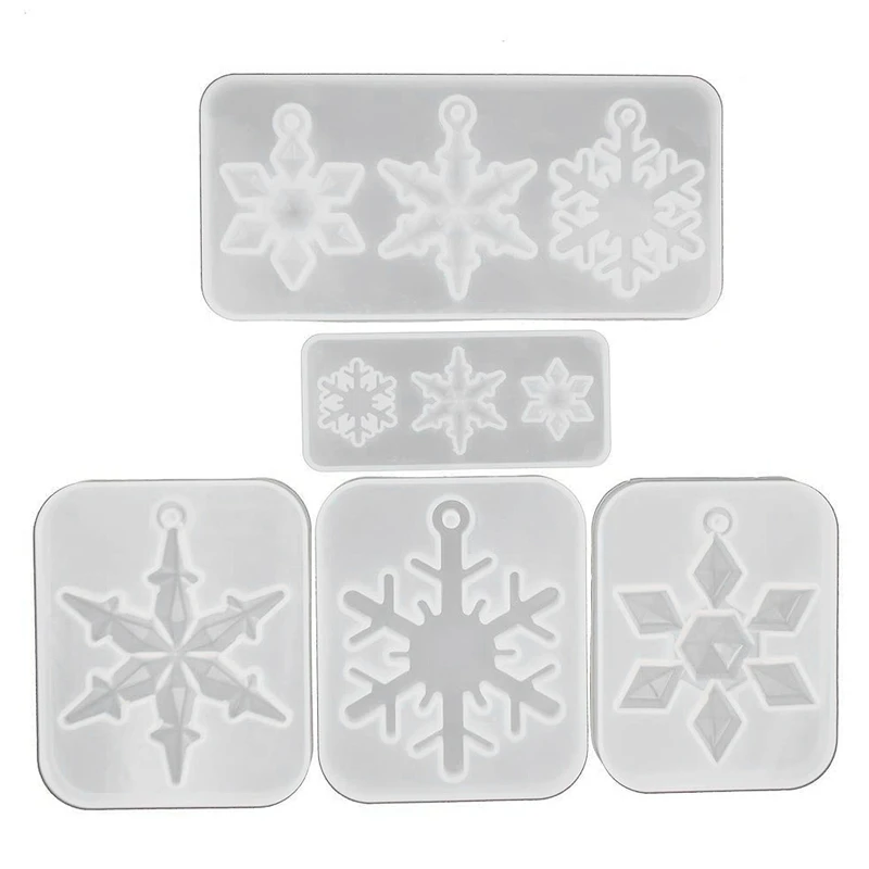 

5Pcs Snowflake Snow Mold for Jewelry Pendant Charms Making DIY Resin Casting Mould Christmas Decorations