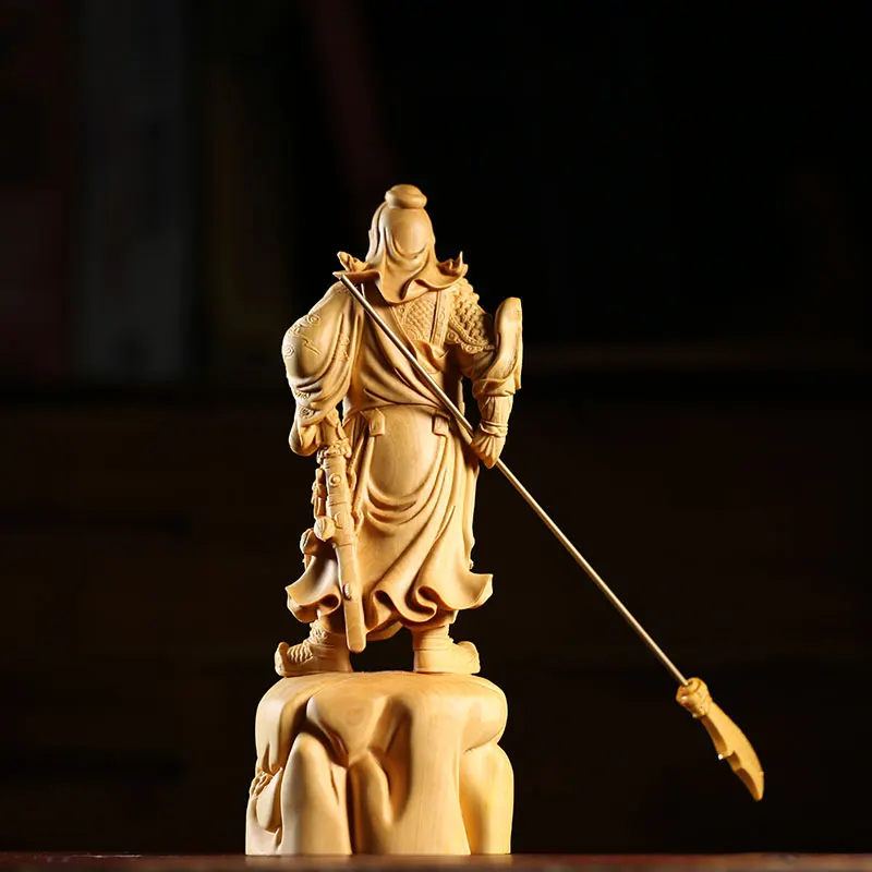 19 см Guangong God of Wealth Huang Yang деревянная статуя для дома из твердой древесины Гуань Юя