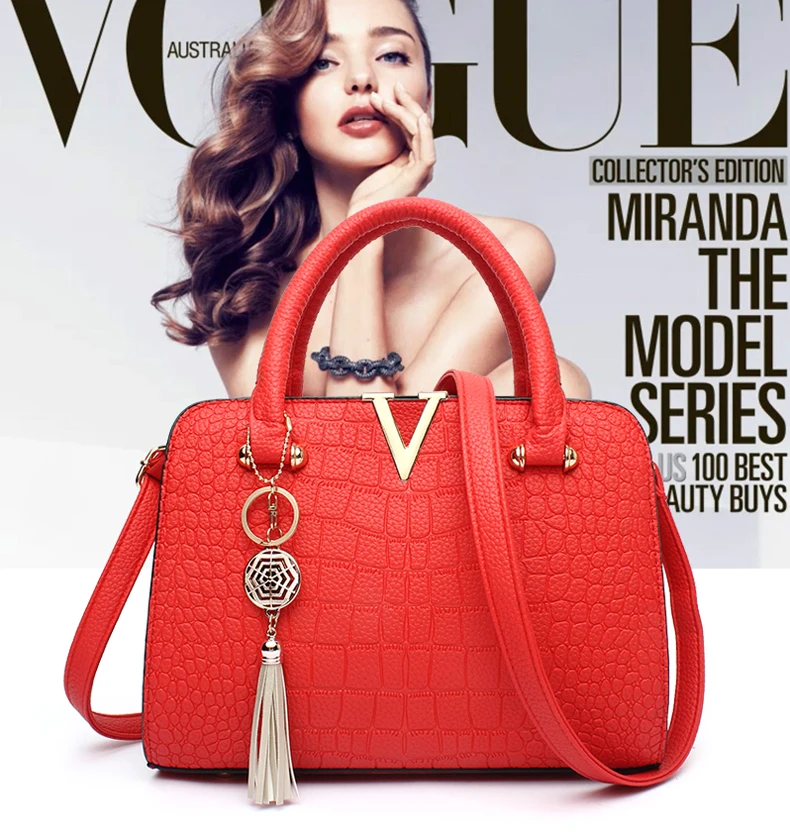 

Ladies OL Office Totes Fashion Diamond Lattice PU Shoulder Bag Portable Large Capacity V Word Handbags Women Handle Bag Tassel