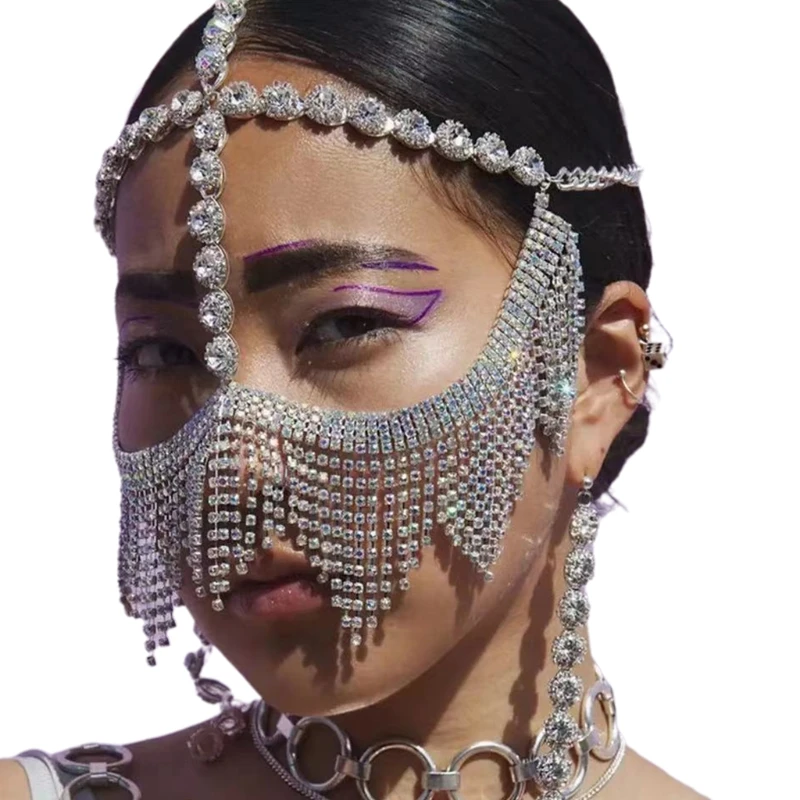 Женская маска-вуаль для танца живота с кристаллами |