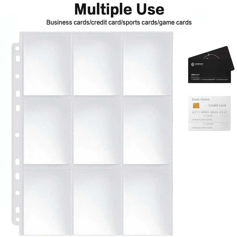 

Pockets Double-Sided Trading Card Pages Sleeves 9-Pocket Clear Plastic Game Card Protectors for Fit 3 Ring Binder