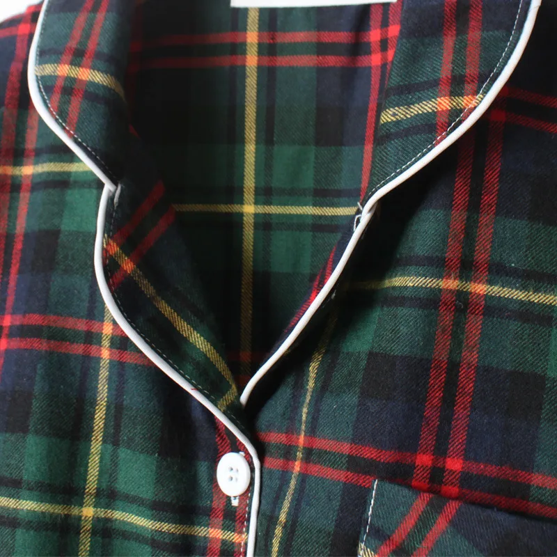 Пижама женская в клетку с длинным рукавом 100% хлопок размера плюс | Женская одежда