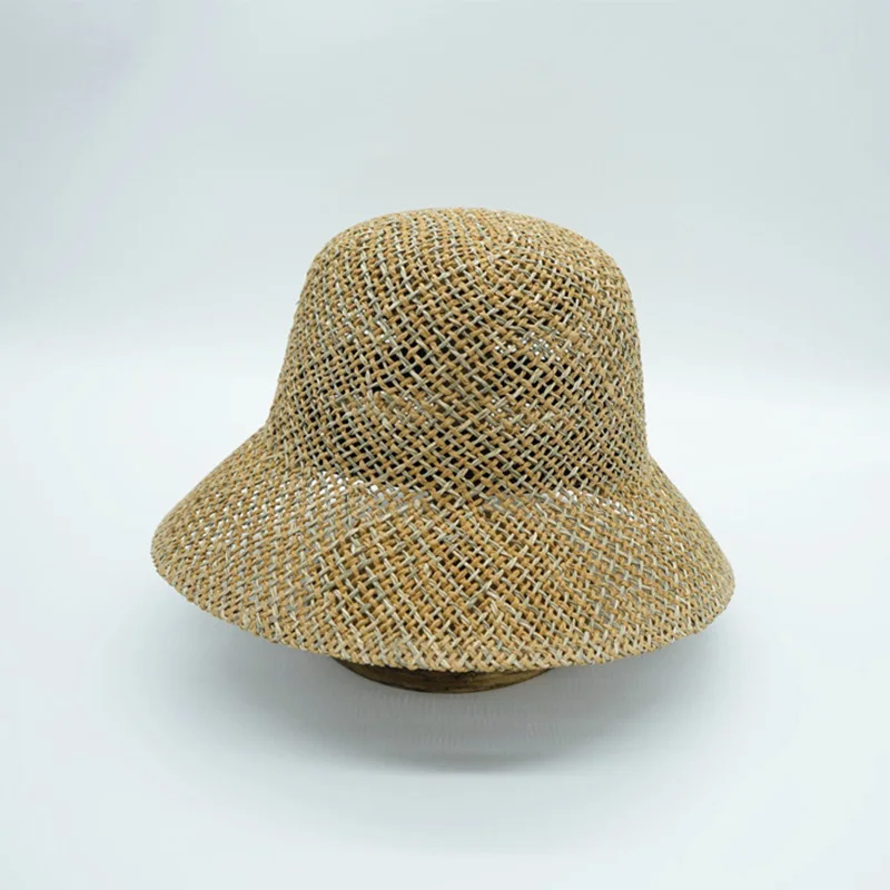 

French Retro Simple Straw Hat Sea Grass And Paper Straw Woven Small Pot Hat Summer Foreign Trade Top Straw Hat Beach Visor Hat
