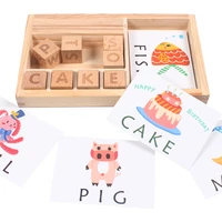 wooden childrens word game english cardboard puzzle to enlighten childrens learning alphabet block toys for kids