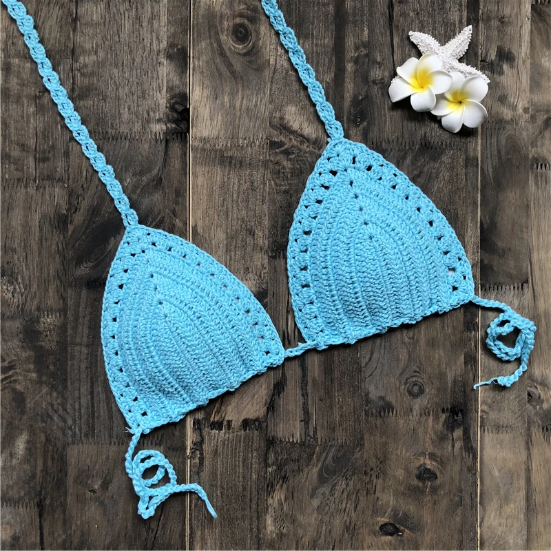 Женский Бикини топ ручной работы вязаный купальник в стиле бохо Бразильский