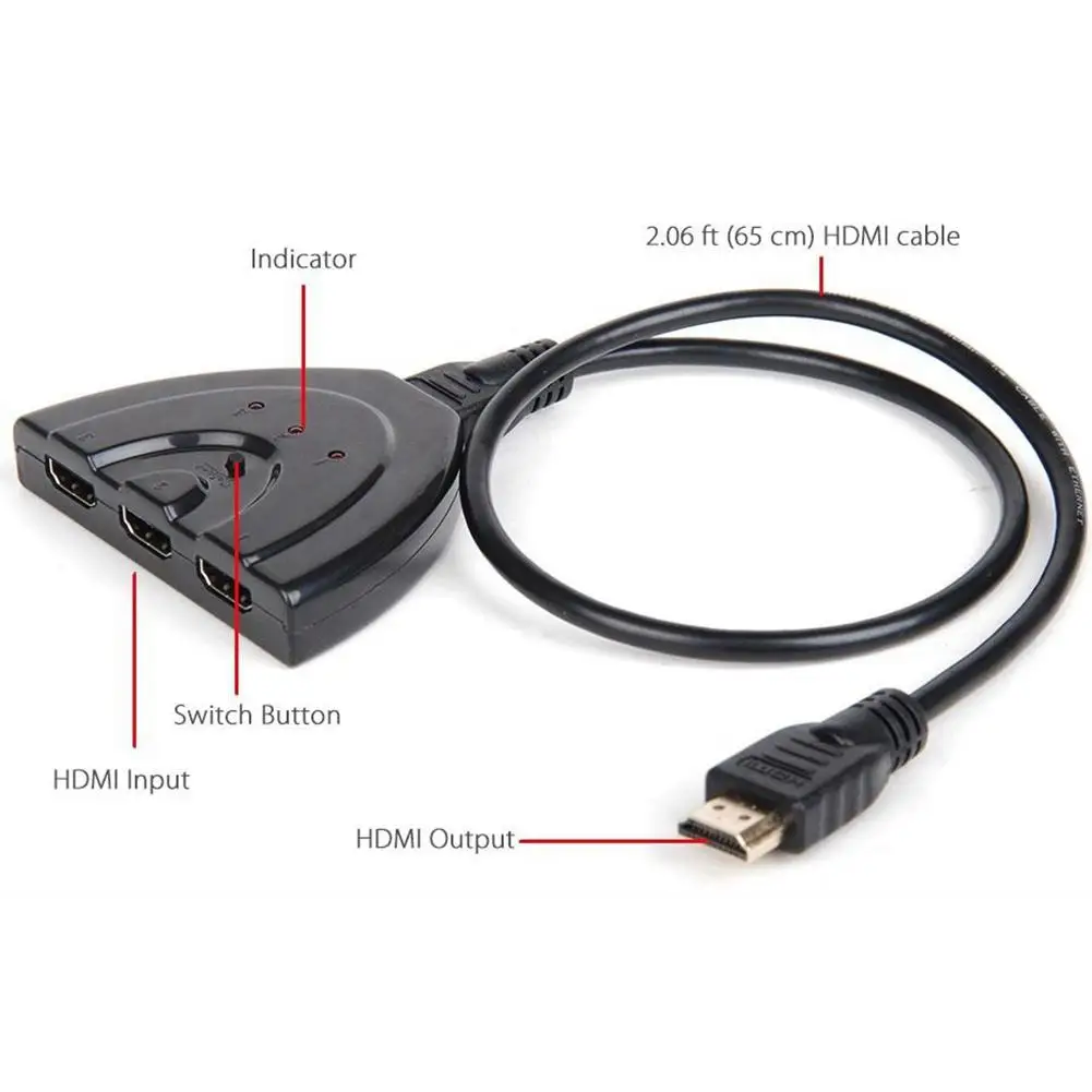 Kuulee Мини автоматический кабель HDMI адаптер 3 Вход 1 переключатель сплиттер для HDTV