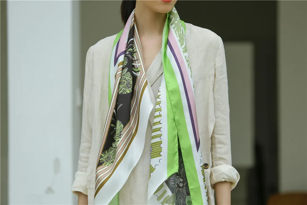 

42*190cm New Ladies Silk Scarf Fashion Wild Scarf Mulberry Silk Bevel Diamond Scarf Professional Scarf