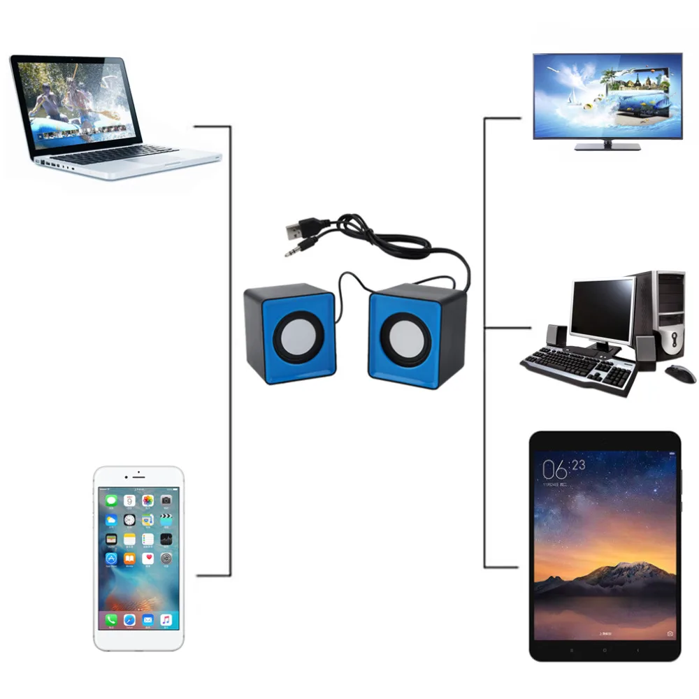 Портативный динамик USB 2,0, музыкальный стерео динамик для компьютера, настольного компьютера, ноутбука, ноутбука, домашнего кинотеатра caixa de som para PC