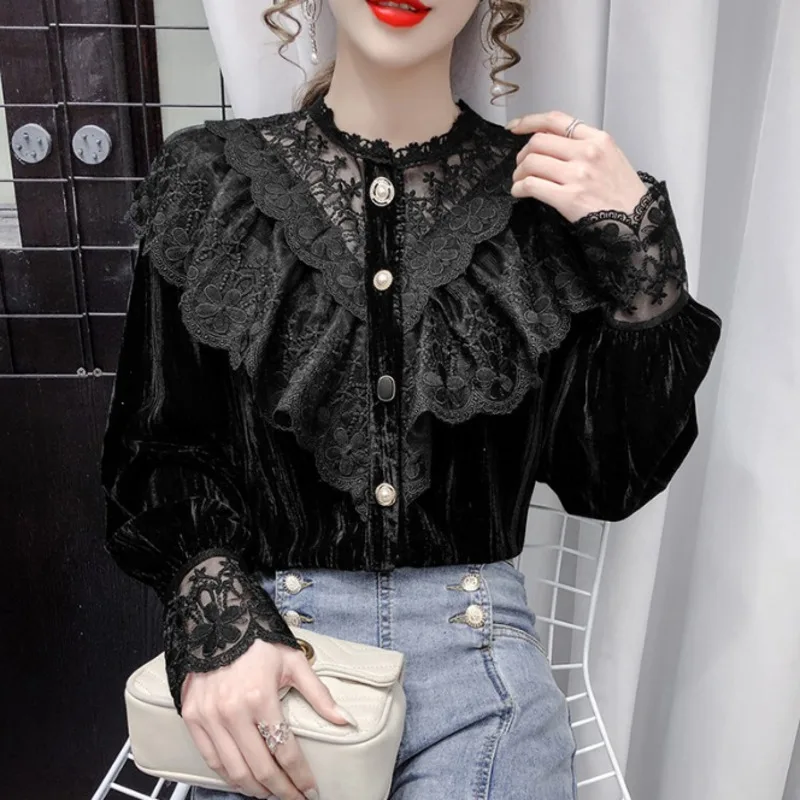 #2019 весенние черные винтажные бархатные рубашки цвета хаки соблазнительные