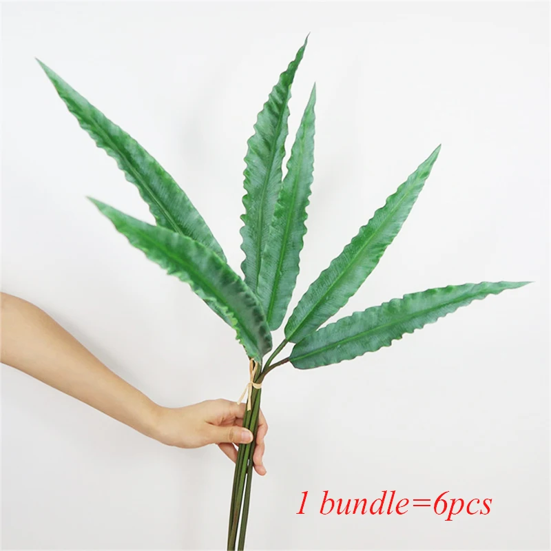 

75cm 6pcs/bundle Large Tropical Palm Tree Fern Plants Leaves Plastic Foliage Real Touch Shrubs Leafs for Home Office Decor