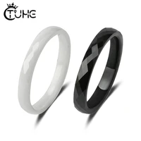 3mm black white ceramic rings smooth cut surface healthy ceramic jewelry for women men simple design fashion jewelry ring gifts