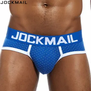 Трусы-брифы JOCKMAIL мужские в горошек, Брендовое нижнее белье, пикантные трусы слипы с мешочком для пениса, одежда для сна для геев, шорты