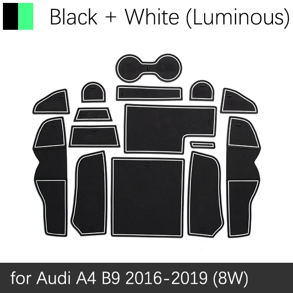 Противоскользящие резиновые чашки подушки двери паз коврик для Audi A4 B9 A4 8 Вт RS4 S4 S линия RS 4~ автомобильные аксессуары коврик телефона - Название цвета: White Luminous
